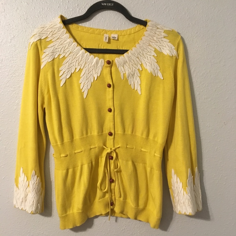 Anthropologie Yellow Cardigan by Moth